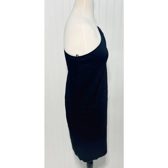 Theory Melly Linen Blend One‎ Shoulder Ruched Cocktail Mini Dress Black Size 4 - Picture 10 of 13